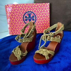 TORY BURCH TARLEN ROPE WEDGES 6.5